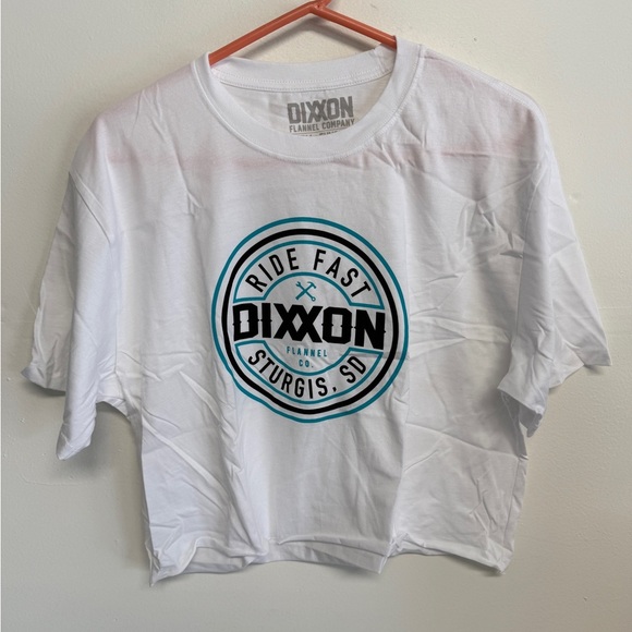 Dixxon Women’s White Crop Top Sturgis Tiffany Ride Fast Corpo Size Large - Picture 1 of 5